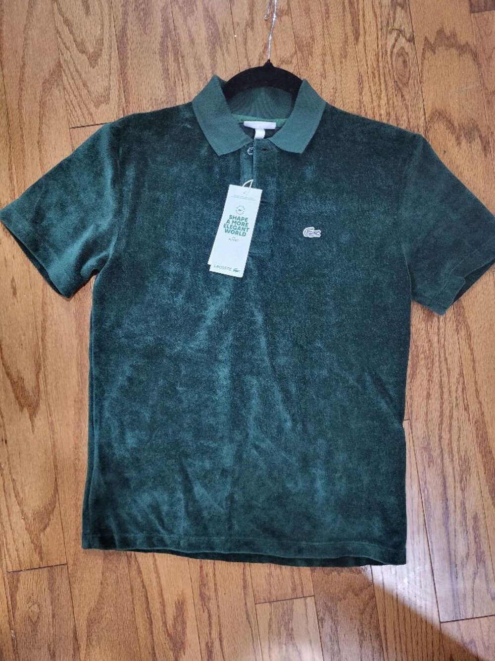 Lacoste boys ’s Green Solid Polo Shirt Size 12 M Cotton Piqué Embroidered Logo